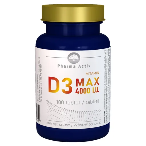 PHARMA ACTIV Vitamín D3 MAX 4000 I.U. 100 tabliet