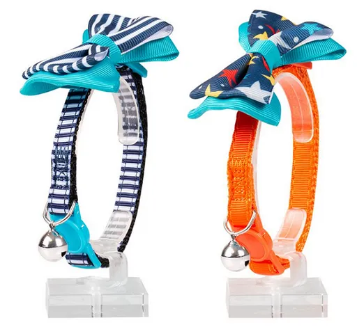 DUVO+ obojok nylonový s mašľou a rolničkou pre mačku 20-30 cm / 10 mm