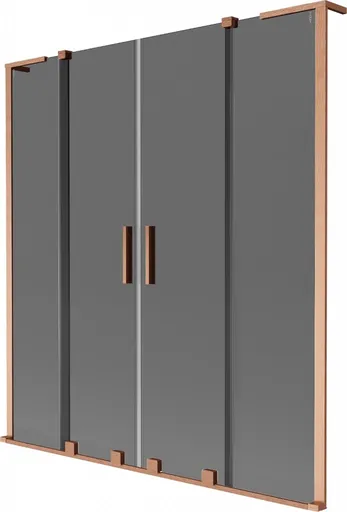 MEXEN/S - Velar L Duo dvojkrídlová posuvná vaňová zástena 140 x 150, grafit, meď kartáčovaná 896-140-003-42-65
