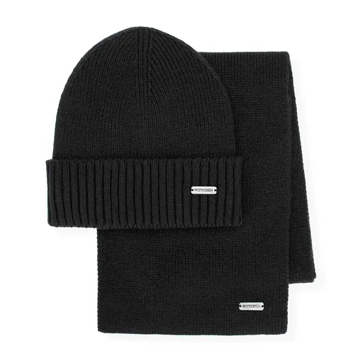 Pánsky zimný komplet – čiapka a šál z akrylu pre moderný štýl a teplo 101-SF-006-1