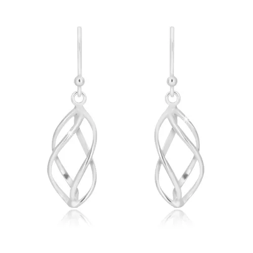 Strieborné 925 náušnice - štyri jemne zatočené línie, africké háčiky