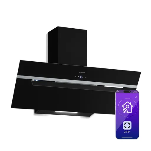 Klarstein BigBite šikmý digestor | režim odsávania vzduchu a recirkulácie | bezpečnostné sklo | 417 m³/h | 90 cm