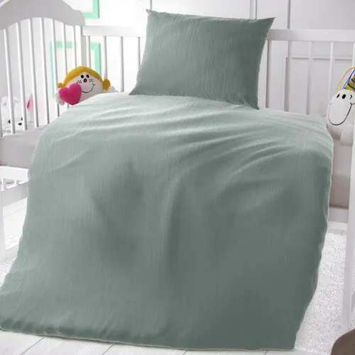 Kvalitex Detské mušelínové obliečky do postieľky svetlozelená, 90 x 135 cm, 45 x 60 cm