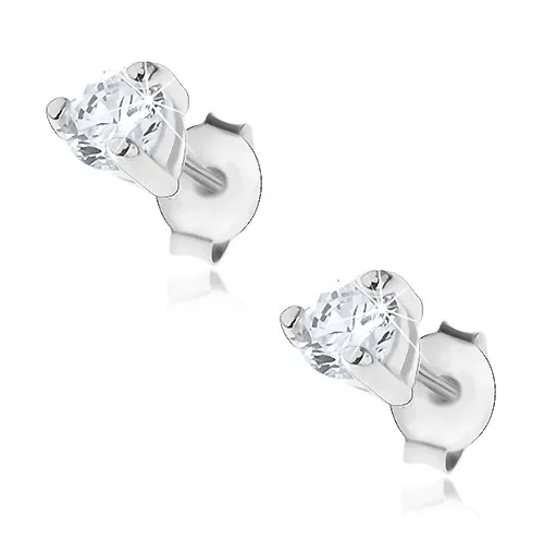 Strieborné puzetové náušnice 925 - číry zirkón s tromi kolíčkami, 3,5 mm