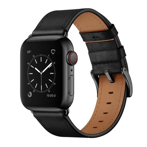 LEATHER Kožený remienok pre Apple Watch Ultra 1 / 2 / 3 (49mm) / 9 / 8 / 7 (45mm) / 6 / SE / 5 / 4 (44mm) / 3 / 2 / 1 (42mm) čierny