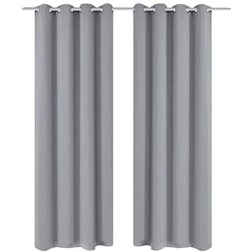 2 ks sivé zatemňovacie závesy s kovovými krúžkami 135 x 245 cm (130375)