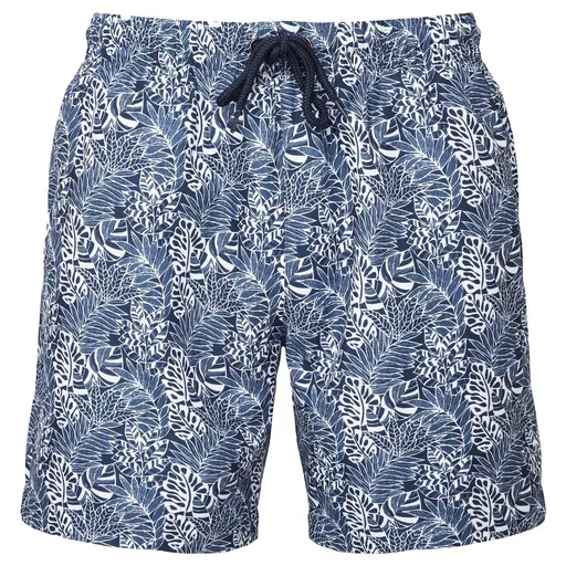 WOMBAT® Pánske plavkové šortky - Biela / tmavomodrá / leaf | L