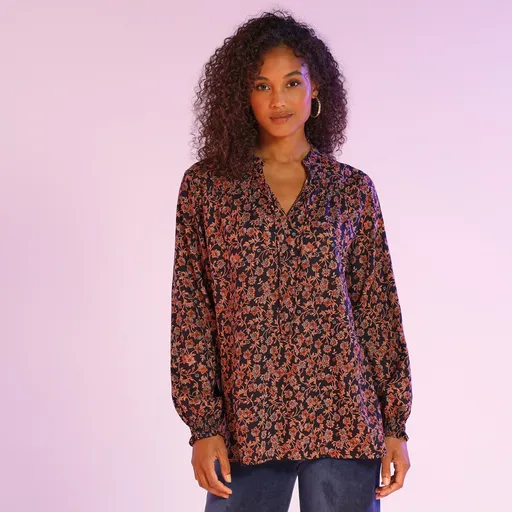 Voálová blúzka s potlačou kvetín