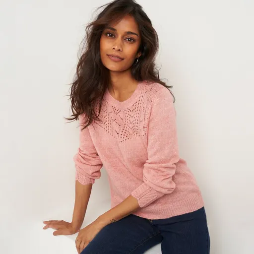 Pulóver s ažúrovým vzorom
