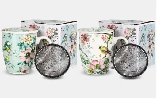 VERONI - Hrnček s čajítkom 360ml Petit rôzne dekory