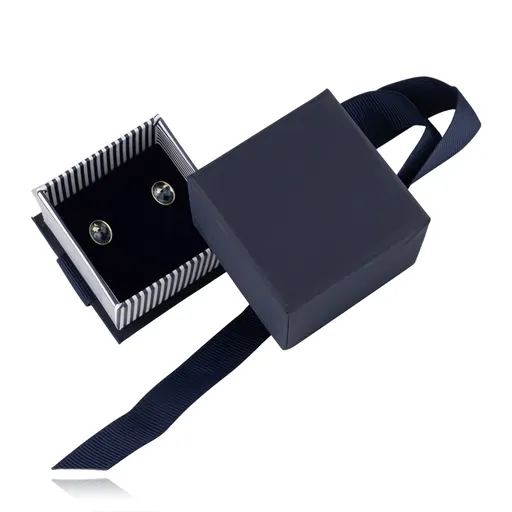 Darčeková krabička na šperky v tmavomodrej farbe so stuhou