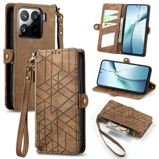 GEOM Peňaženkové puzdro pre Xiaomi 15 hnedé