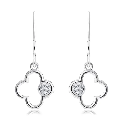 Náušnice v striebre 925 - obrys kvetu, lupeň s čírymi zirkónmi, afroháčik
