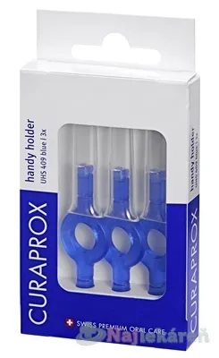 CURAPROX UHS 409 handy holder modrý držiak s krytkou 3 ks