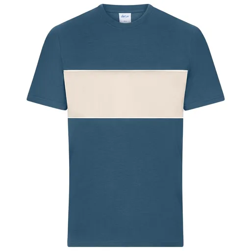 James & Nicholson (Daiber) Tričko s kontrastným pásikom 8049 - Dusty blue / pieskovcová | L