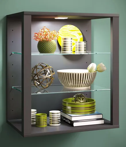 VCM Nástěnná vitrína Glasol SW, antracitová