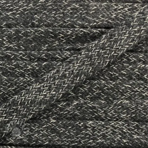 Bavlnená šnúra plochá 13 mm melír sivá tmavá