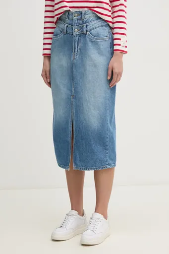 Rifľová sukňa Pepe Jeans MIDI SKIRT HW DOUBLE
