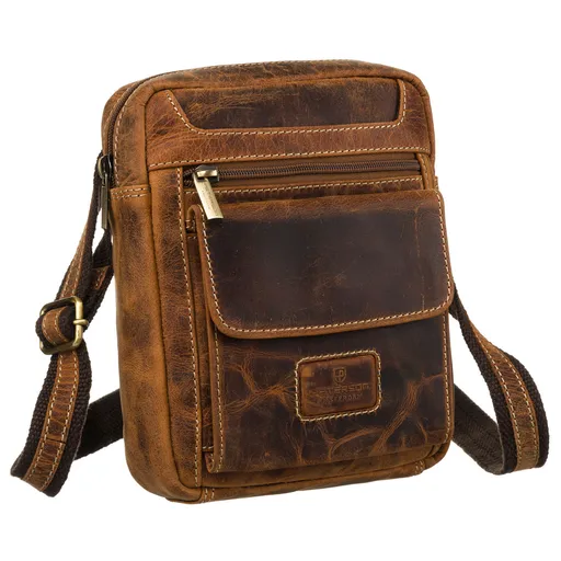 Malá pánska hnedá kožená crossbody taška Peterson s množstvom priehradiek