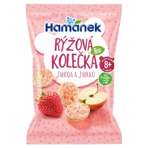 HAMÁNEK Ryžové kolieska jahoda a jablko BIO 35 g