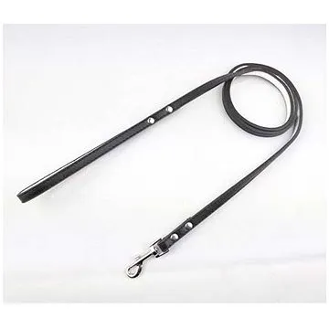 Cobbys Pet Vodidlo kožené čierne s bielou podšívkou 120 × 1 cm (8586020721474)