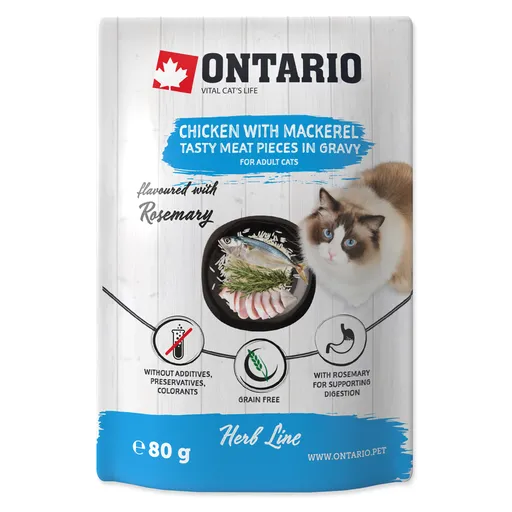 ONTARIO Vrecko kuracie s makrelou v omáčke 80 g