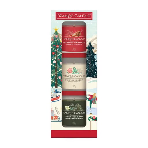 Yankee Candle Darčeková súprava 3 sklenených votívnych sviečok Christmas Classics 2025