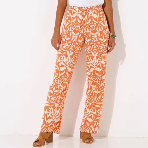 Široké nohavice z viskózy s potlačou