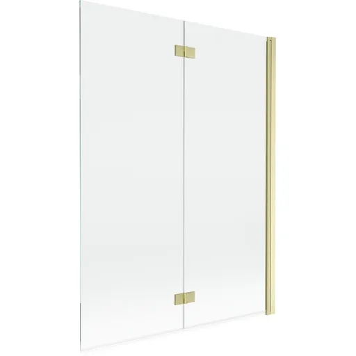 MEXEN - MIST vaňová zástena 130x150 cm 6mm 2-s, zlatá kartáčovaná, číra, pravá 8A9-130-002-55-00-P