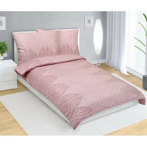Bellatex Saténové povlečení Ornament starorůžová ,140 x 200 cm, 70 x 90 cm, 140 x 200 cm, 70 x 90 cm