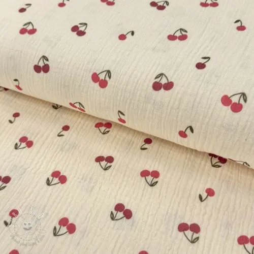 Dvojitá gázovina/mušelín Fruits cherry natural