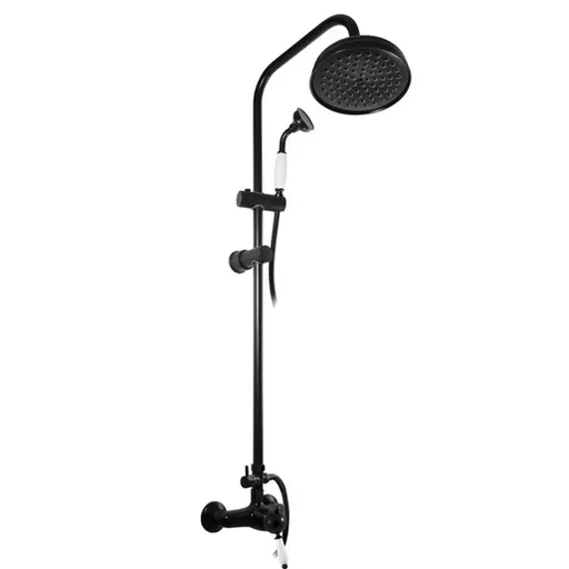 Sprchový systém RAV SLEZÁK Labe so sprchovacím setom čierna mat/biela L581.5/7CMAT