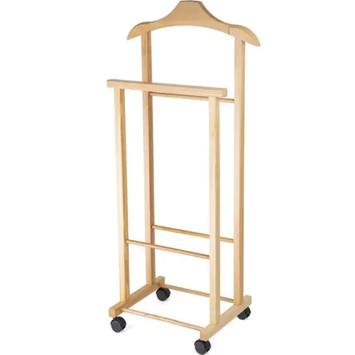 Compactor Hector 2 němý sluha na šaty, dvojitý na kolečkách, světlé dřevo