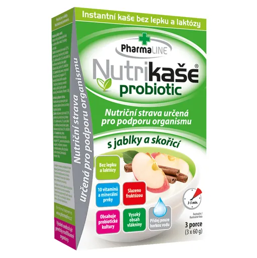 PHARMALINE Nutrikaše probiotic s jablkami a škoricou 3 x 60 g