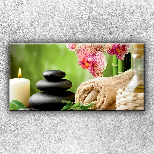 Foto na plátno Orchidey s kameňmi 1 100x50 cm