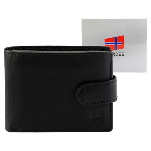 Čierna pánska kožená peňaženka s vnútorným aj vonkajším zapínaním Nordee