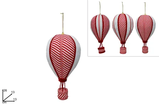 MAKRO - Dekorácia vianočná na stromček, balón rôzne dekory, 13x26x13cm