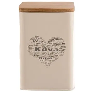 Dóza plech/drevo 9,5 × 9,5 × 14 cm KÁVA SRDCE (127502)
