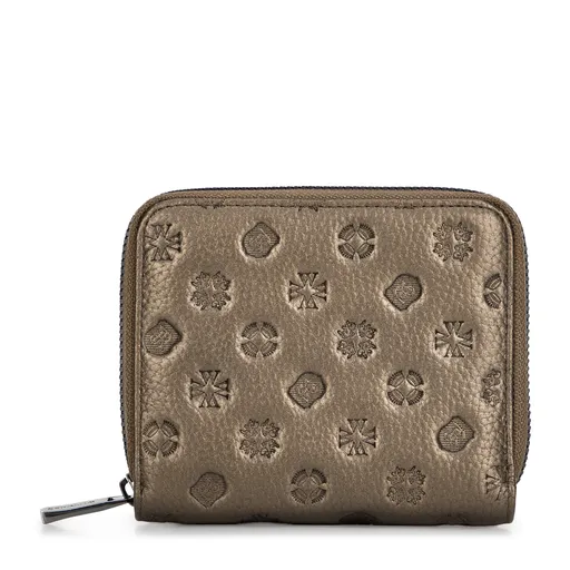 Dámska kožená peňaženka s embosovaním zlatá 99-1E-309-G