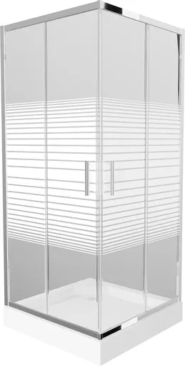 MEXEN/S - Rio štvorcový sprchovací kút 90 x 90, dekor, chróm + vanička Rio 860-090-090-01-20-4510