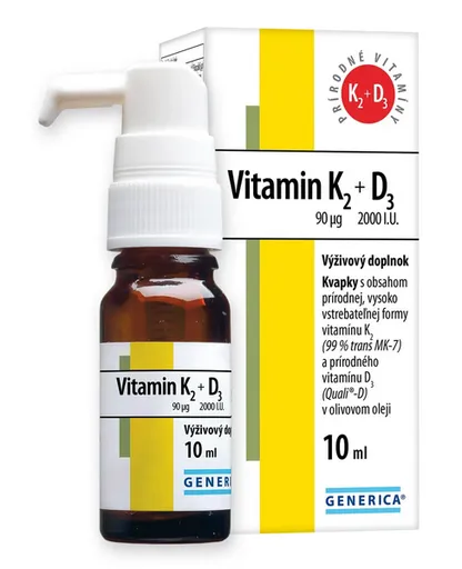 GENERICA Vitamin K2 90 µg + D3 2000 I.U. kvapky 10ml