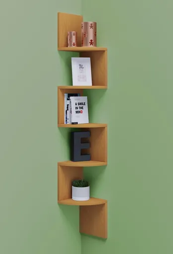 VCM Rohová nástěnná police Mintis, sonoma dub