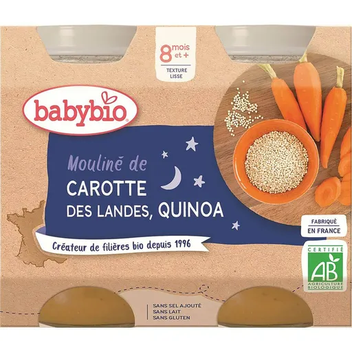 BABYBIO večerné menu mrkvovej Moulin a quinoa 2x200 g