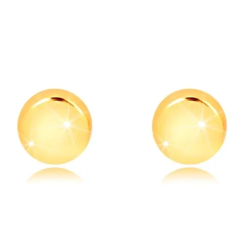 Puzetové náušnice zo žltého 9K zlata - jednoduchý krúžok s lesklým povrchom