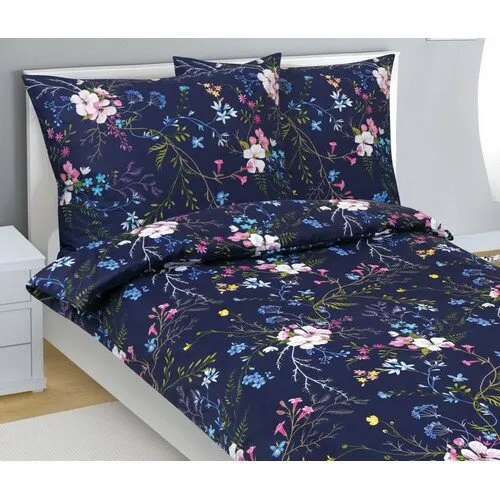 Bellatex Bavlnené obliečky Kvet jablone tm. modrá, 140 x 200 cm, 70 x 90 cm