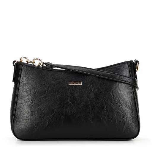 Dámska kabelka typu bagetka z ekokože čierna 99-4Y-629-1