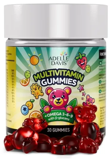 Adelle Davis MULTIVITAMIN GUMMIES+Omega+glucans želatínové medvedíky banán-čučoriedka 30ks