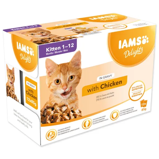 IAMS CAT mačiatko Chicken v omáčke 12 x 85 g