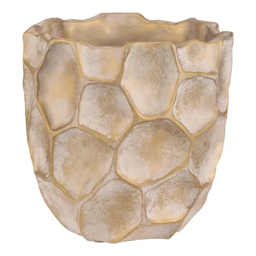 Betónový obal na kvety Plástev, veľ. M, š. 21 cm, béžovo-zlatá