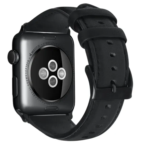 WAX Kožený remienok Apple Watch Ultra 1 / 2 / 3 (49mm) / 9 / 8 / 7 (45mm) / 6 / SE / 5 / 4 (44mm) / 1, 2, 3 (42mm) čierny